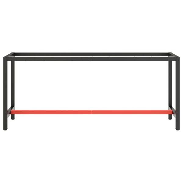 Werkbankgestell Mattschwarz und Mattrot 190x50x79 cm Metall