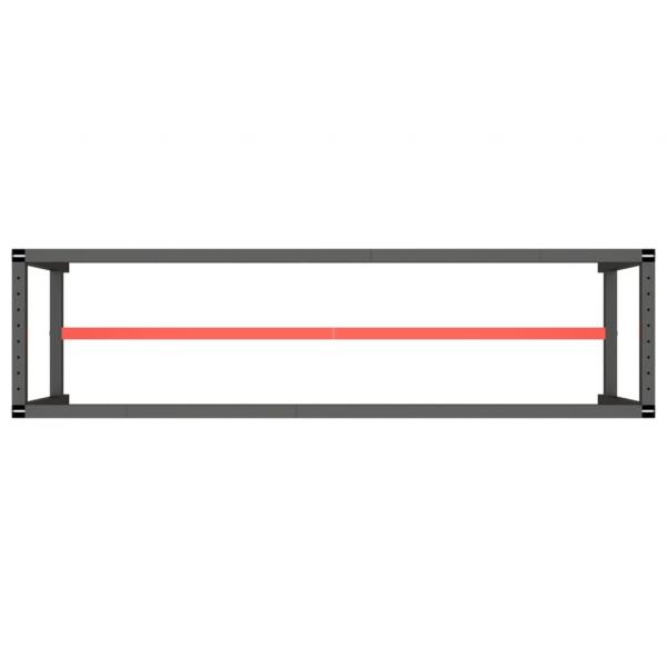 Werkbankgestell Mattschwarz und Mattrot 190x50x79 cm Metall
