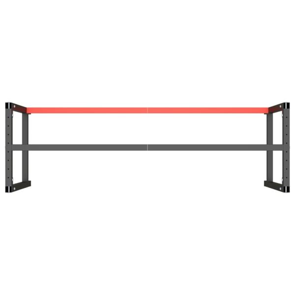 Werkbankgestell Mattschwarz und Mattrot 180x57x79 cm Metall