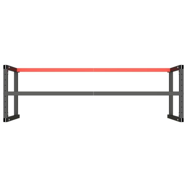 Werkbankgestell Mattschwarz und Mattrot 180x57x79 cm Metall