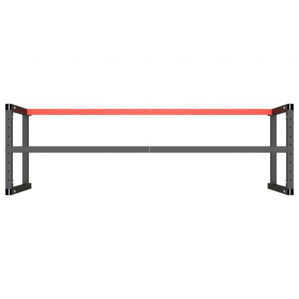 Werkbankgestell Mattschwarz und Mattrot 180x57x79 cm Metall