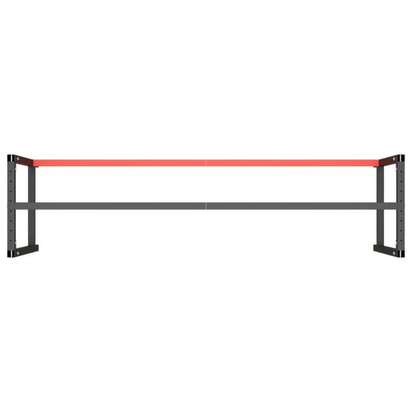 Werkbankgestell Mattschwarz und Mattrot 220x57x79 cm Metall