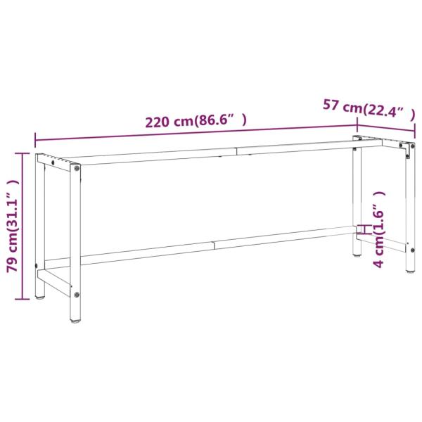 Werkbankgestell Mattschwarz und Mattrot 220x57x79 cm Metall
