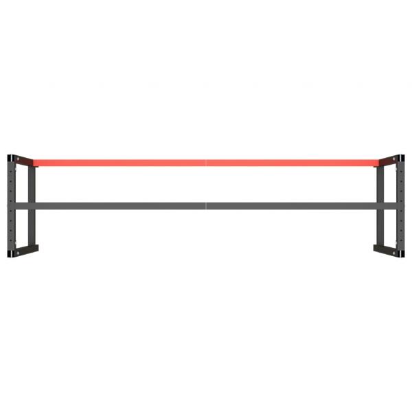 Werkbankgestell Mattschwarz und Mattrot 220x57x79 cm Metall