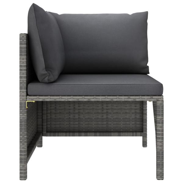 3-tlg. Garten-Lounge-Set mit Kissen Poly Rattan Grau