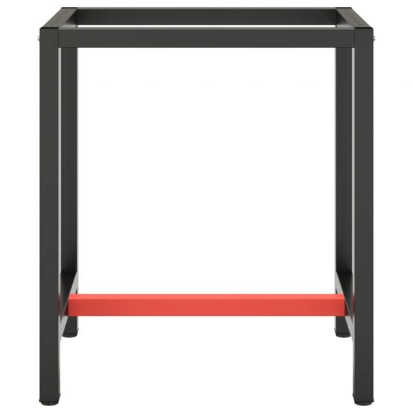 Werkbankgestell Mattschwarz und Mattrot 70x50x79 cm Metall 