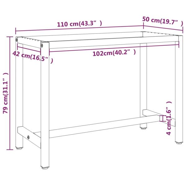 Werkbankgestell Mattschwarz und Mattrot 110x50x79 cm Metall