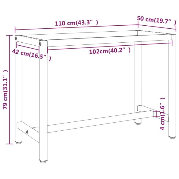 Werkbankgestell Mattschwarz und Mattrot 110x50x79 cm Metall
