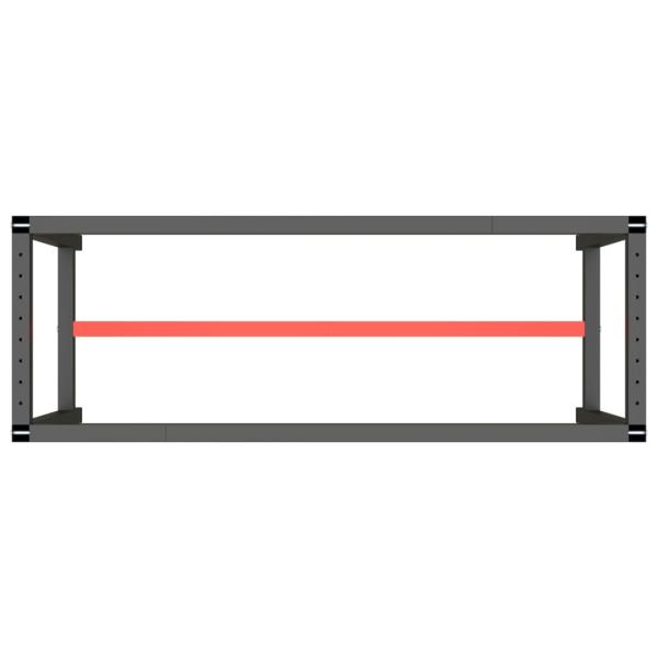 Werkbankgestell Mattschwarz und Mattrot 140x50x79 cm Metall
