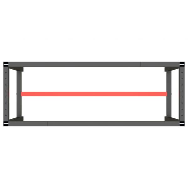 Werkbankgestell Mattschwarz und Mattrot 140x50x79 cm Metall