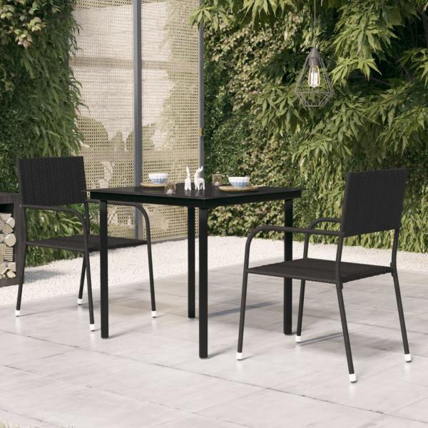 ARDEBO.de - Garten-Esstisch Schwarz 80x80x74 cm Stahl und Glas