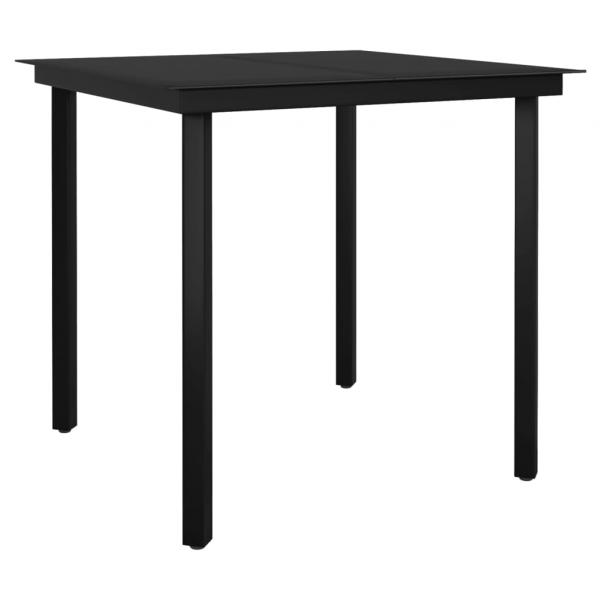 Garten-Esstisch Schwarz 80x80x74 cm Stahl und Glas