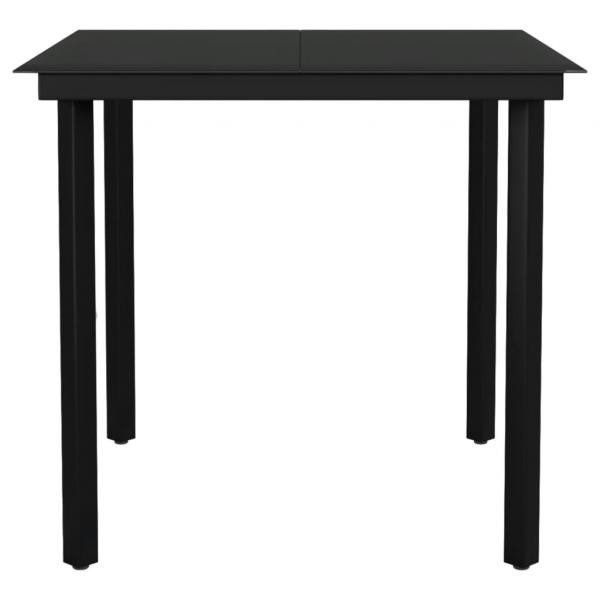 Garten-Esstisch Schwarz 80x80x74 cm Stahl und Glas