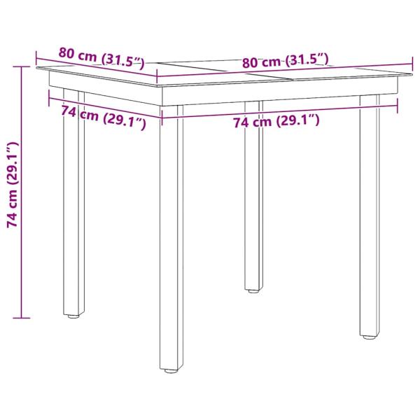 Garten-Esstisch Schwarz 80x80x74 cm Stahl und Glas