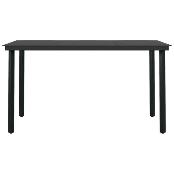 Garten-Esstisch Schwarz 140x70x74 cm Stahl und Glas