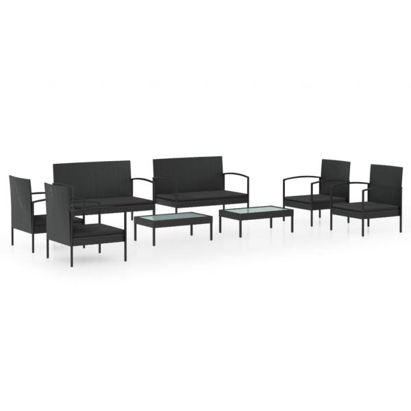 8-tlg. Garten-Lounge-Set mit Auflagen Poly Rattan Schwarz