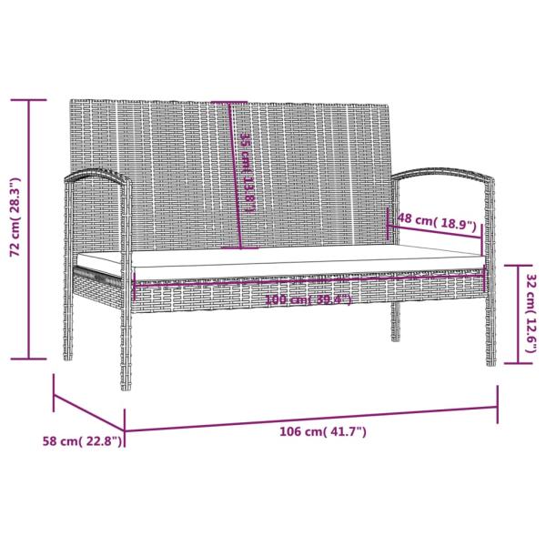 8-tlg. Garten-Lounge-Set mit Auflagen Poly Rattan Schwarz