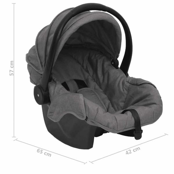 3-in-1 Kinderwagen Hellgrau und Schwarz Stahl