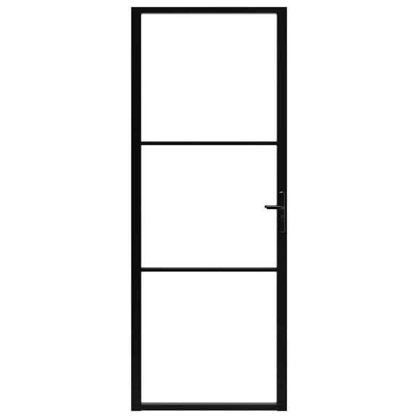 Innentür ESG Glas und Aluminium 76x201,5 cm Schwarz