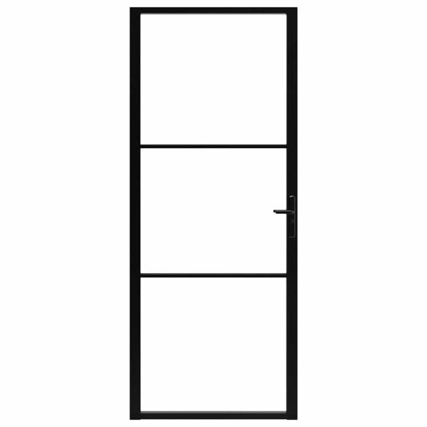 Innentür ESG Glas und Aluminium 93x201,5 cm Schwarz