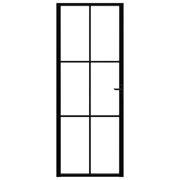 Innentür ESG Glas und Aluminium 76x201,5 cm Schwarz