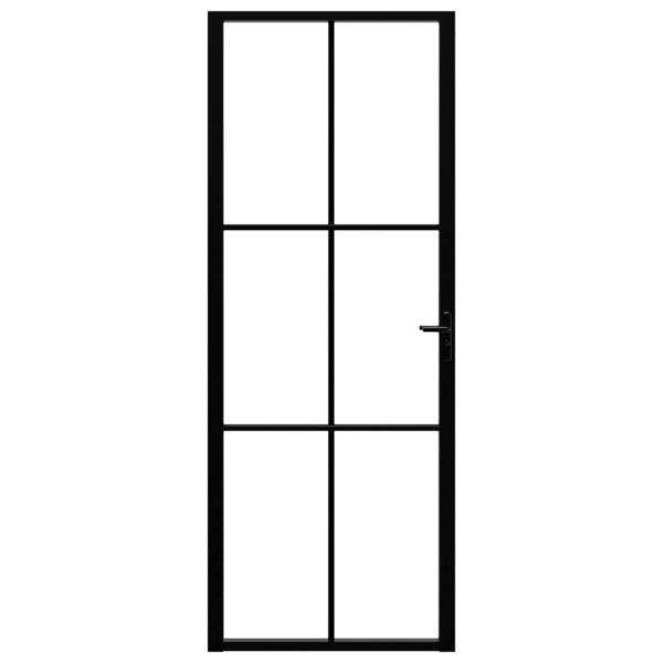 Innentür ESG Glas und Aluminium 76x201,5 cm Schwarz