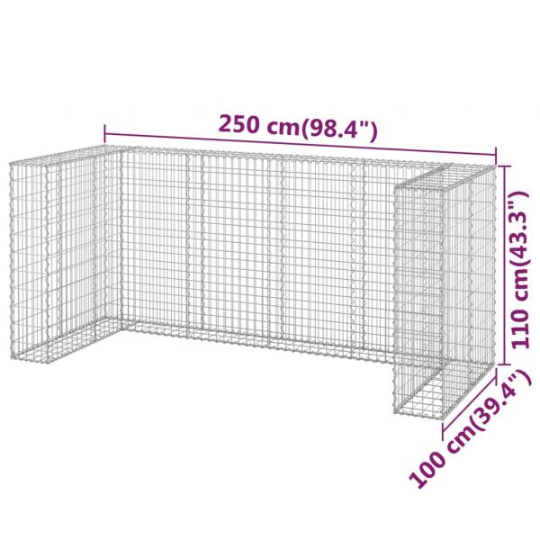 Gabionenwand für Mülltonnen Verzinkter Stahl 254x100x110 cm