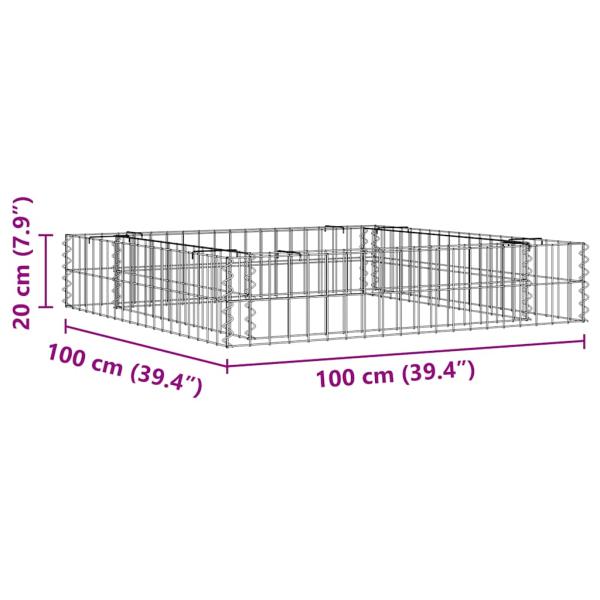 Gabionen-Hochbeet Verzinkter Stahl 100x100x20 cm