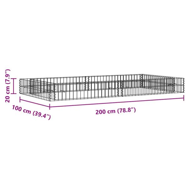 Gabionen-Hochbeet Verzinkter Stahl 200x100x20 cm