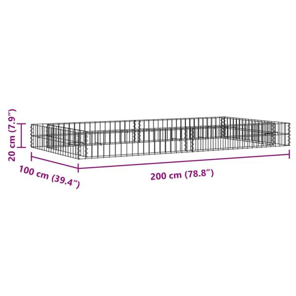 Gabionen-Hochbeet Verzinkter Stahl 200x100x20 cm
