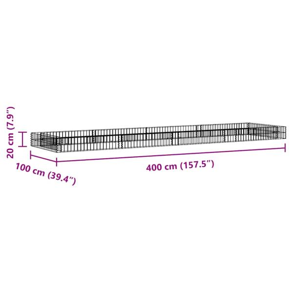 Gabionen-Hochbeet Verzinkter Stahl 400x100x20 cm