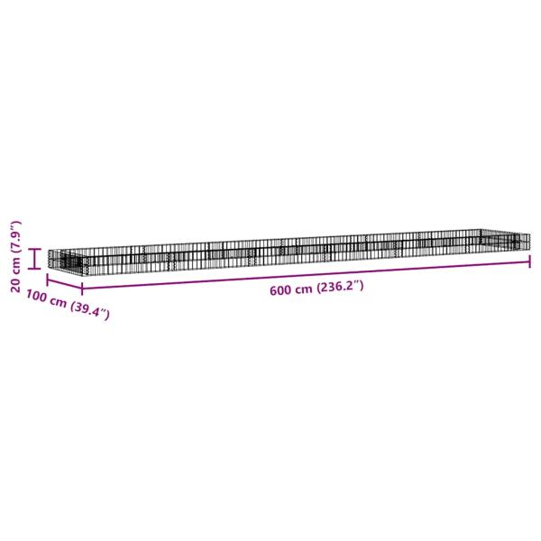 Gabionen-Hochbeet Verzinkter Stahl 600x100x20 cm