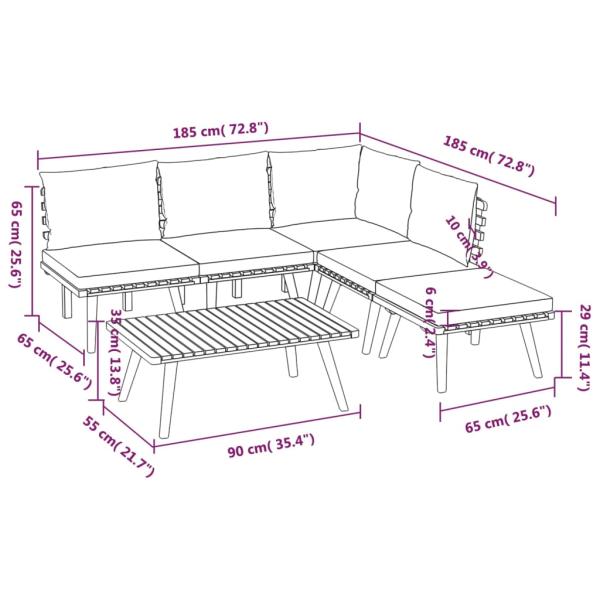 6-tlg. Garten-Lounge-Set mit Kissen Massivholz Akazie