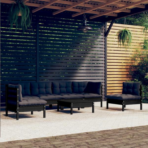 ARDEBO.de - 7-tlg. Garten-Lounge-Set mit Kissen Kiefer Massivholz