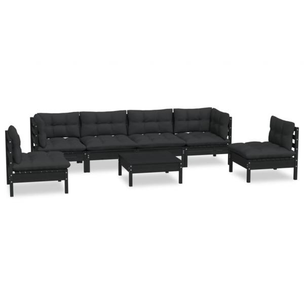 7-tlg. Garten-Lounge-Set mit Kissen Kiefer Massivholz
