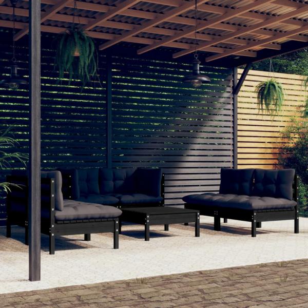 ARDEBO.de - 7-tlg. Garten-Lounge-Set mit Kissen Kiefer Massivholz