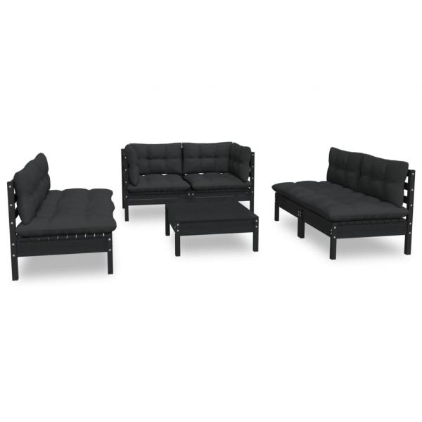 7-tlg. Garten-Lounge-Set mit Kissen Kiefer Massivholz