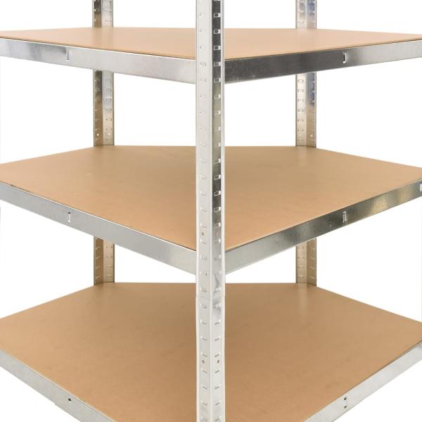Eckregal mit 4 Böden Silbern Stahl & Holzwerkstoff