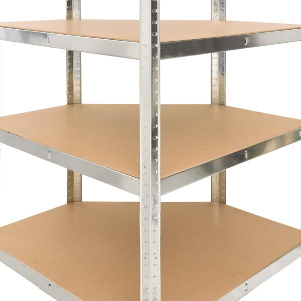 Eckregal mit 4 Böden Silbern Stahl & Holzwerkstoff