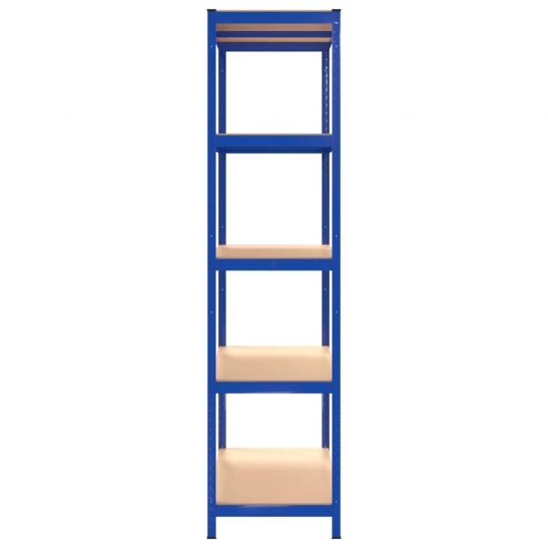 Regale mit 5 Böden 4 Stk. Blau Stahl & Holzwerkstoff