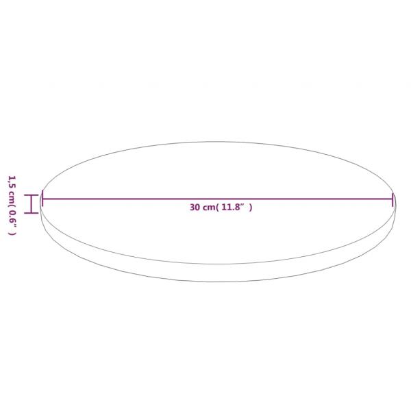 Runde Tischplatte Hellbraun Ø30x1,5 cm Behandeltes Eichenholz