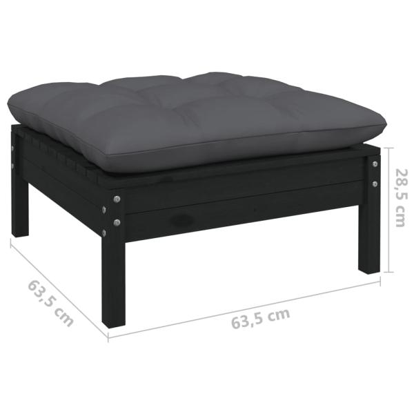 13-tlg. Garten-Lounge-Set mit Kissen Schwarz Kiefernholz