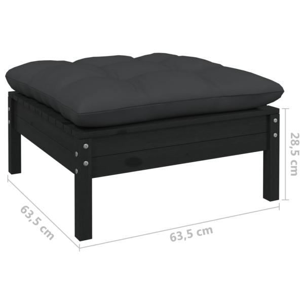 13-tlg. Garten-Lounge-Set mit Kissen Schwarz Kiefernholz