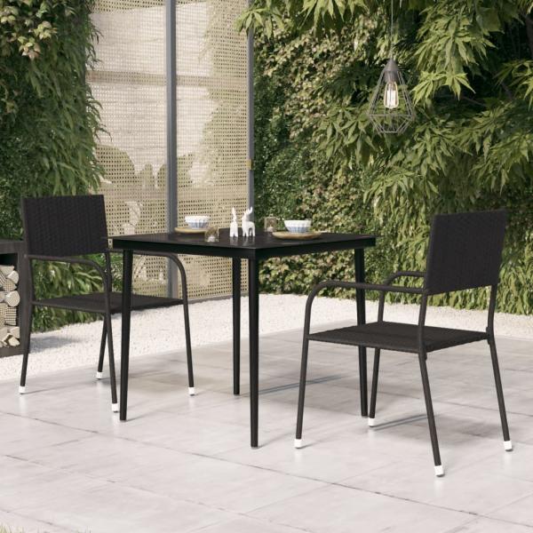 ARDEBO.de - Garten-Esstisch Schwarz 80x80x74 cm Stahl und Glas