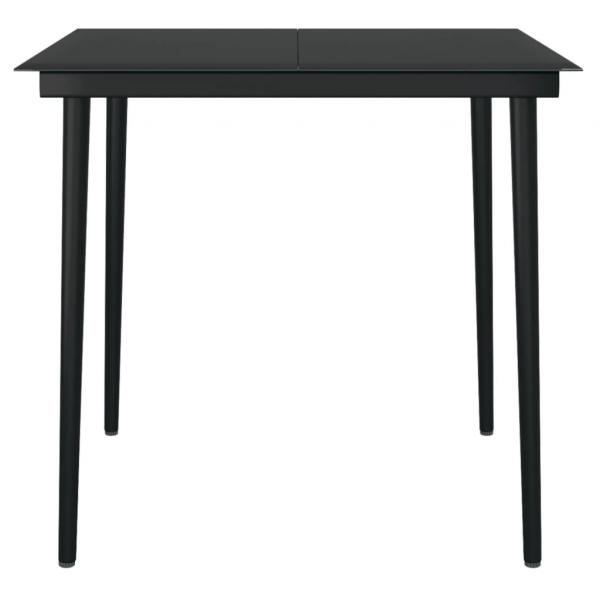 Garten-Esstisch Schwarz 80x80x74 cm Stahl und Glas