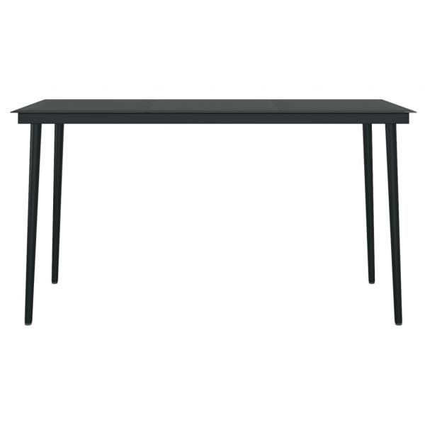 Garten-Esstisch Schwarz 140x70x74 cm Stahl und Glas