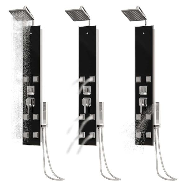 Duschpaneel Glas 18x45,5x130 cm Schwarz