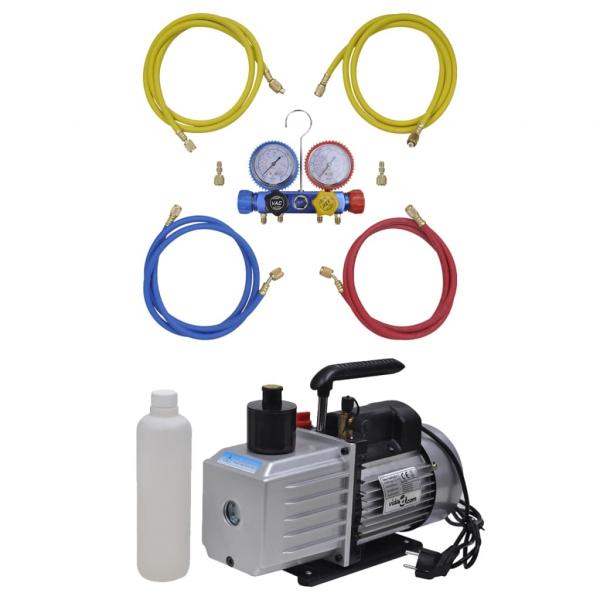 ARDEBO.de - Vakuumpumpe 100 L/min 4-Wege-Verteiler-Manometer Klimaanlagen