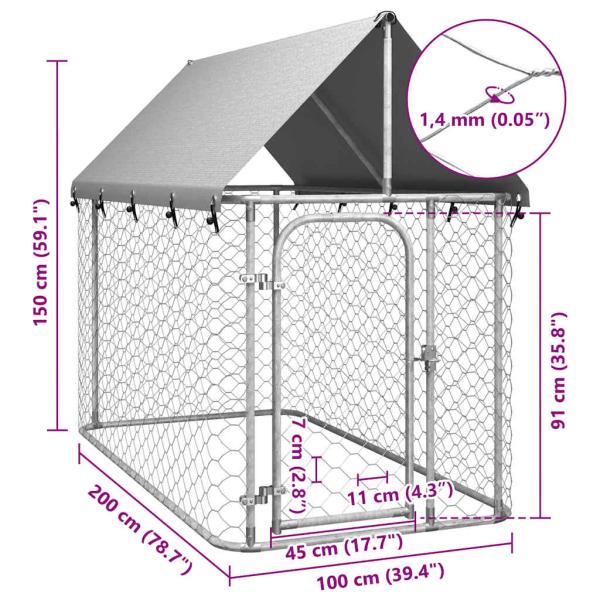 Outdoor-Hundezwinger mit Dach 200x100x150 cm