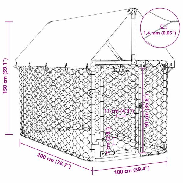 Outdoor-Hundezwinger mit Dach 200x100x150 cm